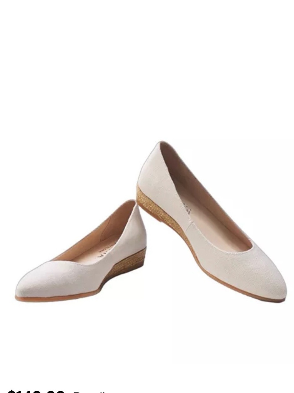 Viscata Barcelona Classic Cream Women's Pointed Toe  espadrille Wedge Flats 41